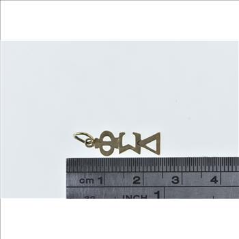 14K Phi Sigma Delta Word Cut Out Greek Letter Yellow Gold Charm/Pendant