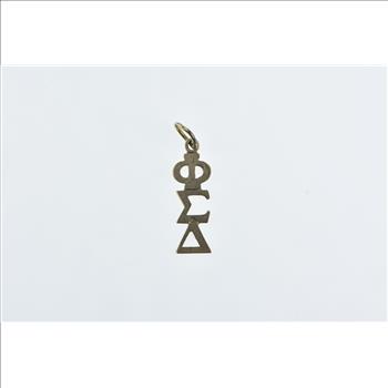 14K Phi Sigma Delta Word Cut Out Greek Letter Yellow Gold Charm/Pendant