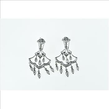 14K Philip Press Diamond Fringe Tassel Dangle White Gold Earrings