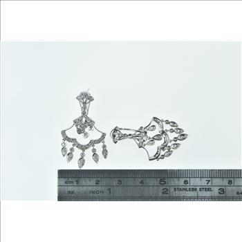14K Philip Press Diamond Fringe Tassel Dangle White Gold Earrings