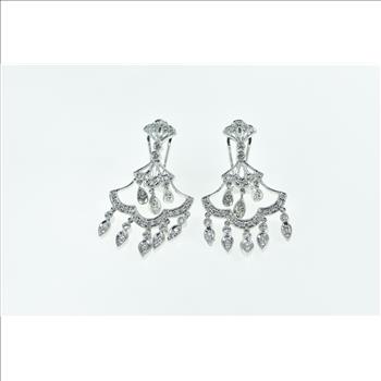 14K Philip Press Diamond Fringe Tassel Dangle White Gold Earrings