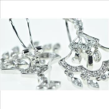 14K Philip Press Diamond Fringe Tassel Dangle White Gold Earrings