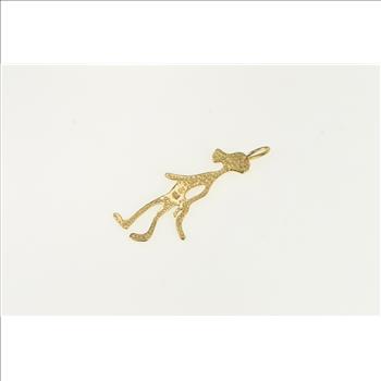 14K Pink Panther Diamond Cut Vintage Yellow Gold Charm/Pendant