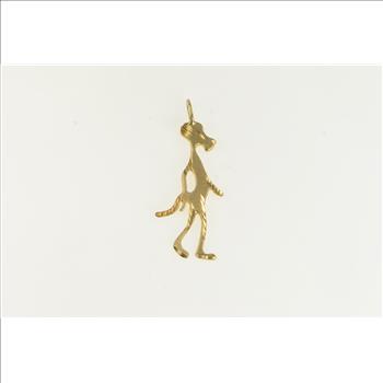 14K Pink Panther Diamond Cut Vintage Yellow Gold Charm/Pendant