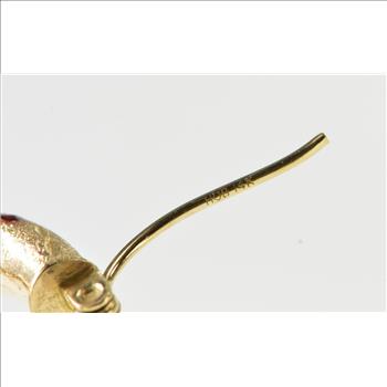 14K Pitted Textured Green Red Blue Enamel Hoop Yellow Gold EarRings