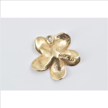 14K Plumeria Flower Hawaii Tropical Motif Yellow Gold Charm/Pendant
