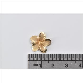 14K Plumeria Flower Hawaii Tropical Motif Yellow Gold Charm/Pendant