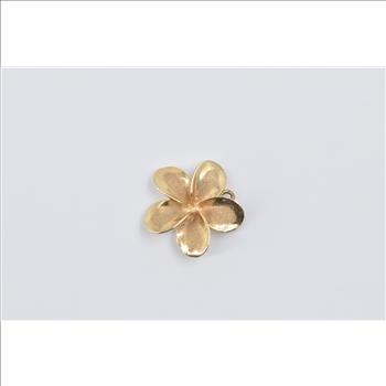 14K Plumeria Flower Hawaii Tropical Motif Yellow Gold Charm/Pendant