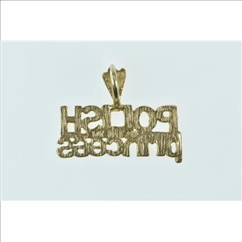 14K Polish Princess Word Cut Out Heritage Yellow Gold Charm/Pendant