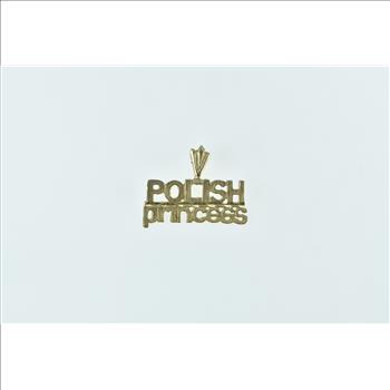 14K Polish Princess Word Cut Out Heritage Yellow Gold Charm/Pendant