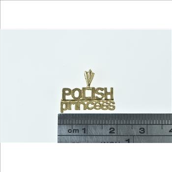 14K Polish Princess Word Cut Out Heritage Yellow Gold Charm/Pendant