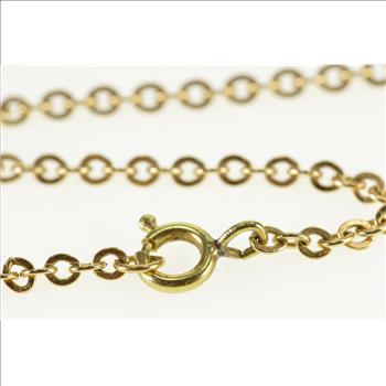14K Pressed Cable Link Chain Yellow Gold Necklace 15