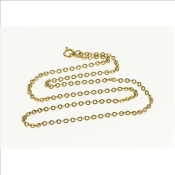 14K Pressed Cable Link Chain Yellow Gold Necklace 15