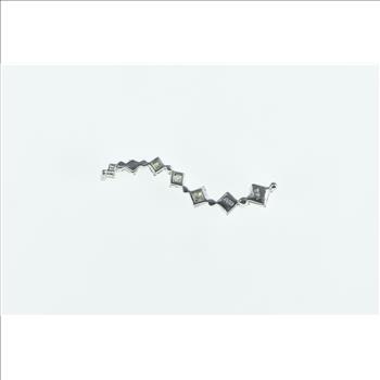 14K Princess Cut Diamond Journey Symbol Wave White Gold Pendant