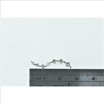 14K Princess Cut Diamond Journey Symbol Wave White Gold Pendant