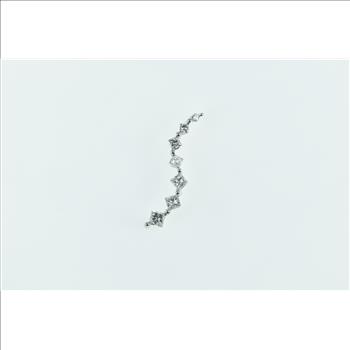 14K Princess Cut Diamond Journey Symbol Wave White Gold Pendant