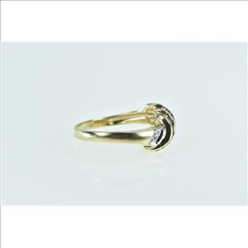 14K Princess Ruby Curved Diamond Statement Yellow Gold Ring, Size 7