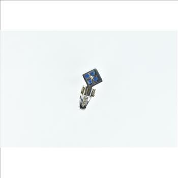 14K Princess Sapphire Diamond Squared White Gold Pendant