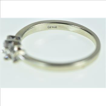 14K Princess Three Stone Vintage Engagement White Gold Ring, Size 6.25