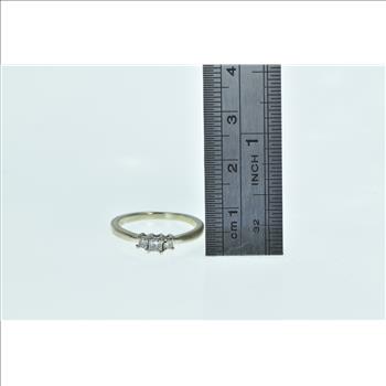 14K Princess Three Stone Vintage Engagement White Gold Ring, Size 6.25