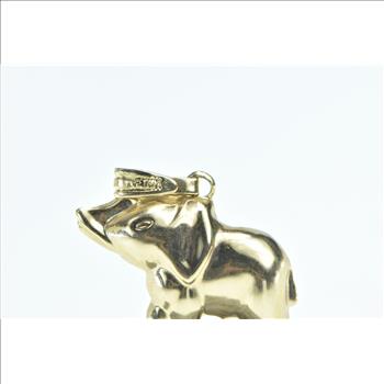 14K Puffy Baby Elephant Patience Symbol Yellow Gold Charm/Pendant