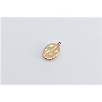 14K Puffy Coffee Bean Roast Java Coffee Energy Yellow Gold Charm/Pendant