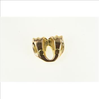 14K Puffy Draped Look Loop Grooved Slide Yellow Gold Pendant