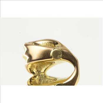 14K Puffy Draped Look Loop Grooved Slide Yellow Gold Pendant