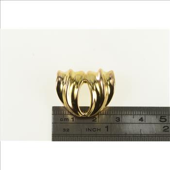 14K Puffy Draped Look Loop Grooved Slide Yellow Gold Pendant