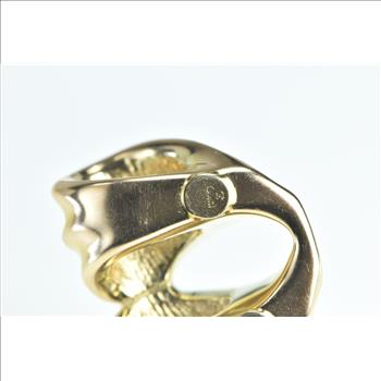 14K Puffy Draped Loop Vintage Ridged Slide Yellow Gold Pendant