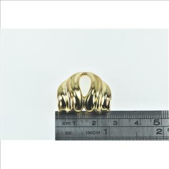 14K Puffy Draped Loop Vintage Ridged Slide Yellow Gold Pendant