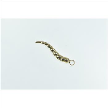 14K Puffy Italian Horn Spiritual Protection Symbol Yellow Gold Pendant