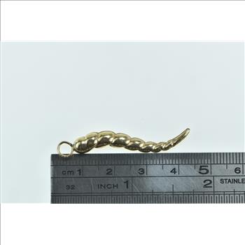 14K Puffy Italian Horn Spiritual Protection Symbol Yellow Gold Pendant