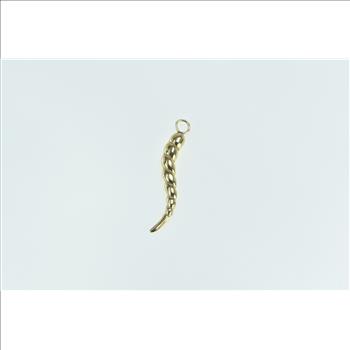 14K Puffy Italian Horn Spiritual Protection Symbol Yellow Gold Pendant