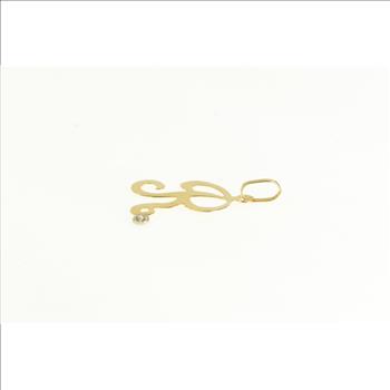 14K R Cursive Monogram Name Initial Letter Yellow Gold Charm/Pendant