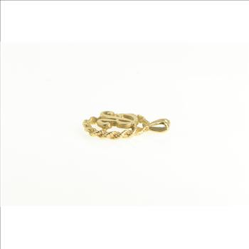 14K R Cursive Monogram Name Initial Rope Trim Yellow Gold Charm/Pendant