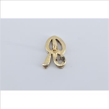 14K R Diamond Cursive Monogram Initial Name Yellow Gold Charm/Pendant