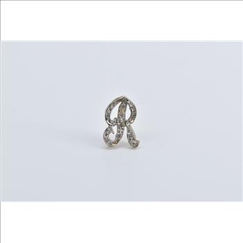 14K R Diamond Cursive Monogram Initial Name Yellow Gold Charm/Pendant