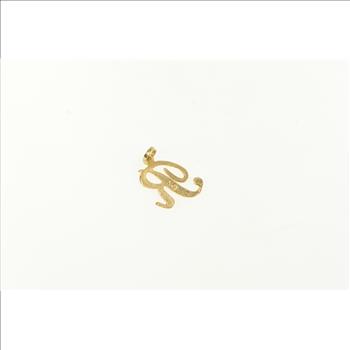 14K R Diamond Cut Cursive Monogram Name Yellow Gold Charm/Pendant