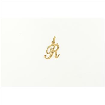 14K R Diamond Cut Cursive Monogram Name Yellow Gold Charm/Pendant