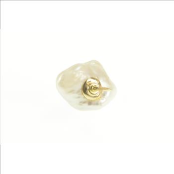 14K Raw Baroque Pearl Simple Lapel Yellow Gold Pin/Brooch