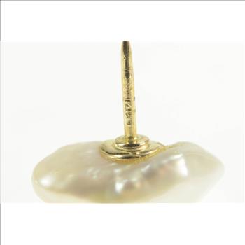 14K Raw Baroque Pearl Simple Lapel Yellow Gold Pin/Brooch
