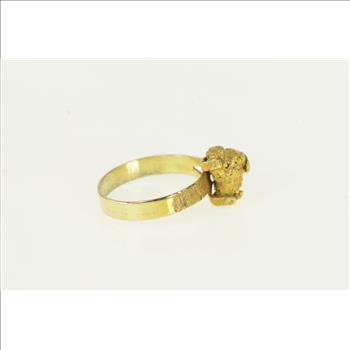 14K Raw Nugget 24k Rock Gold Rush Cluster Yellow Gold Ring, Size 7.5