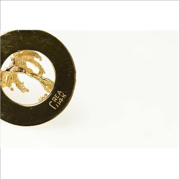 14K Retro Bermuda Palm Tree Ruby Souvenir Yellow Gold Charm/Pendant