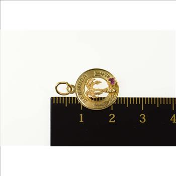 14K Retro Bermuda Palm Tree Ruby Souvenir Yellow Gold Charm/Pendant
