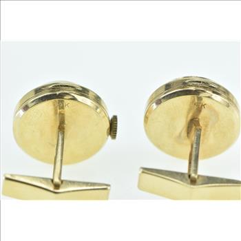 14K Retro Mechanical Watch Face Statement Yellow Gold Cuff Links