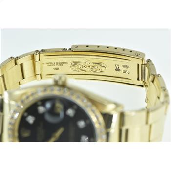 14K Rolex Date Diamond Dial Bezel 34mm 1503 Vintage Watch - Men's