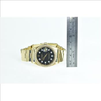 14K Rolex Date Diamond Dial Bezel 34mm 1503 Vintage Watch - Men's