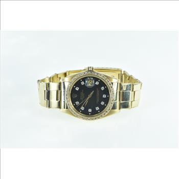 14K Rolex Date Diamond Dial Bezel 34mm 1503 Vintage Watch - Men's