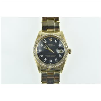 14K Rolex Date Diamond Dial Bezel 34mm 1503 Vintage Watch - Men's